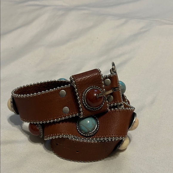 Leatherock Accessories - 💸30%Off2🛒 Leatherock brown stone leather belt poncho buckle